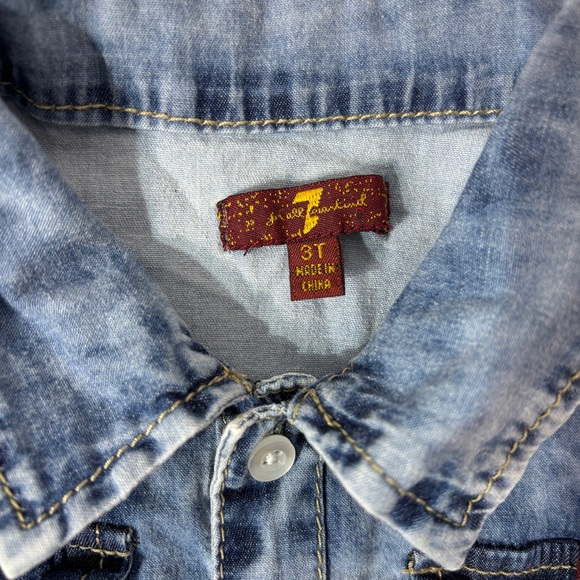 7 for all Mankind Boys‎ Denim Button-Up Shirt  Distressed  Size 3t - Picture 4 of 6